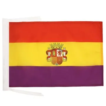 DRAPEAU ESPAGNOL RÉPUBLICAIN AVEC ÉCUSSON 45x30cm - PAVILLON ESPAGNE RÉPUBLICAINE 30 x 45 cm haute qualité