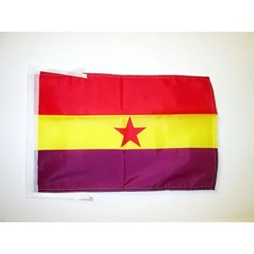 DRAPEAU ESPAGNOL RÉPUBLICAIN ETOILE ROUGE 45x30cm - PAVILLON ESPAGNE RÉPUBLICAINE 30 x 45 cm haute qualité