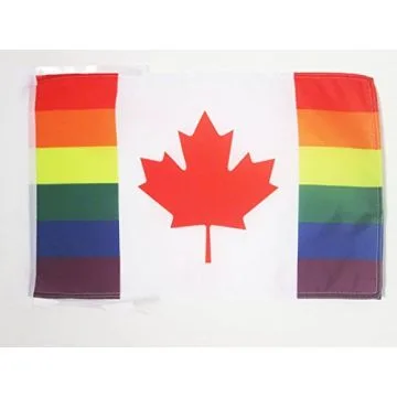 DRAPEAU CANADA ARC-EN-CIEL 45x30cm - PAVILLON CANADIEN GAY 30 x 45 cm haute qualité