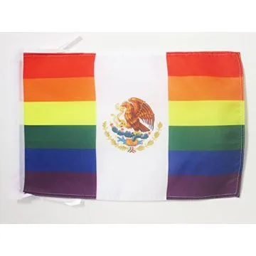 DRAPEAU MEXIQUE ARC-EN-CIEL 45x30cm - PAVILLON MEXICAIN GAY 30 x 45 cm haute qualité