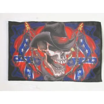 DRAPEAU TÊTE DE MORT COWBOY SUDISTE 45x30cm - PAVILLON PIRATE 30 x 45 cm haute qualité