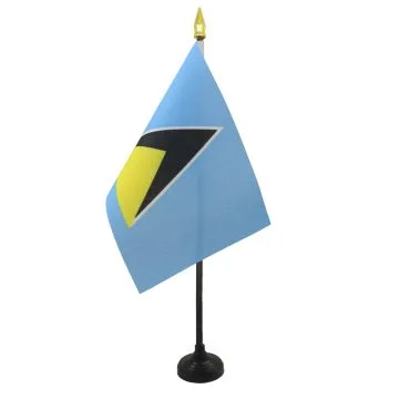 DRAPEAU DE TABLE SAINTE LUCIE 15x10cm - PETIT DRAPEAUX DE BUREAU SAINT-LUCIEN 10 x 15 cm pointe dorée
