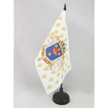 DRAPEAU DE TABLE ROYAUME DE FRANCE ANGES SACRÉ C?UR 21x14cm - PETIT DRAPEAUX DE BUREAU ROYALISTE PAVILLON DU ROI ANCIEN RÉGIME JÉSUS 14 x 21 cm