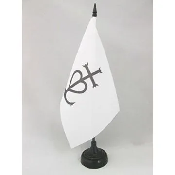 DRAPEAU DE TABLE CROIX DE CAMARGUE 21x14cm - PETIT DRAPEAUX DE BUREAU CAMARGUAIS 14 x 21 cm