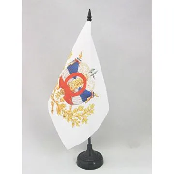 DRAPEAU DE TABLE ARMOIRIES FRANCE 3ÈME RÉPUBLIQUE 21x14cm - PETIT DRAPEAUX DE BUREAU FRANÇAIS EMBLÈME 1898 14 x 21 cm