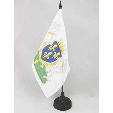 DRAPEAU DE TABLE BLASON ROYAUME DE FRANCE CHARLES VI 21x14cm - PETIT DRAPEAUX DE BUREAU ROYALISTE FRANÇAIS 14 x 21 cm