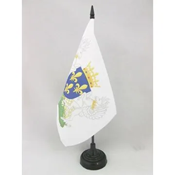 DRAPEAU DE TABLE BLASON ROYAUME DE FRANCE CHARLES VII 21x14cm - PETIT DRAPEAUX DE BUREAU ROYALISTE FRANÇAIS 14 x 21 cm