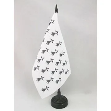 DRAPEAU DE TABLE PROVINCE DE BRETAGNE 21x14cm - PETIT DRAPEAUX DE BUREAU HISTORIQUE BRETON 14 x 21 cm