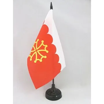 DRAPEAU DE TABLE DÉPARTEMENT DU GARD 21x14cm - PETIT DRAPEAUX DE BUREAU GARDOIS 14 x 21 cm