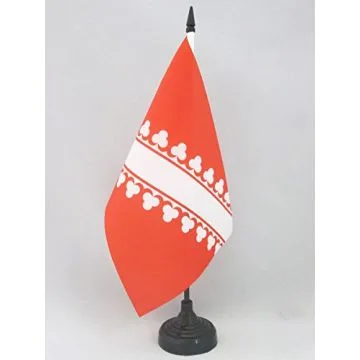 DRAPEAU DE TABLE BASSE-ALSACE 21x14cm - PETIT DRAPEAUX DE BUREAU ALSACIEN - BAS-RHIN 14 x 21 cm