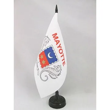 DRAPEAU DE TABLE MAYOTTE 21x14cm - PETIT DRAPEAUX DE BUREAU MAHORAIS - FRANCE 14 x 21 cm