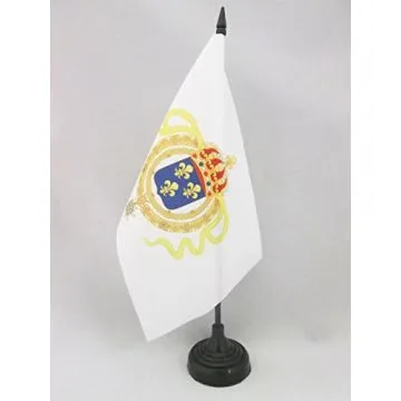 DRAPEAU DE TABLE NOUVELLE-FRANCE 21x14cm - PETIT DRAPEAUX DE BUREAU ROYALISTE - ÉTANDARD LOUIS XIV 14 x 21 cm