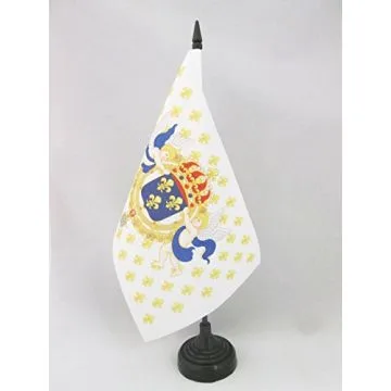 DRAPEAU DE TABLE ROI DE FRANCE FLEUR DE LYS 21x14cm - PETIT DRAPEAUX DE BUREAU ROYALISTE FRANÇAIS 14 x 21 cm