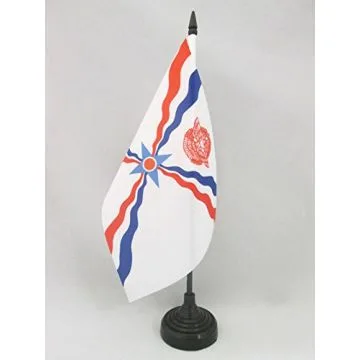 DRAPEAU DE TABLE ASSYRIE NOUVEAU 21x14cm - PETIT DRAPEAUX DE BUREAU ASSYRIEN 14 x 21 cm