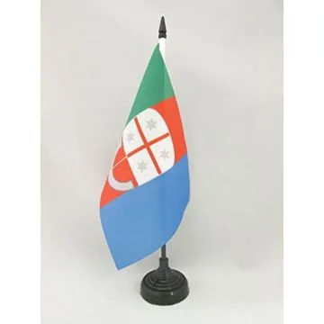 DRAPEAU DE TABLE LIGURIE 21x14cm - PETIT DRAPEAUX DE BUREAU LIGURIA - ITALIE 14 x 21 cm