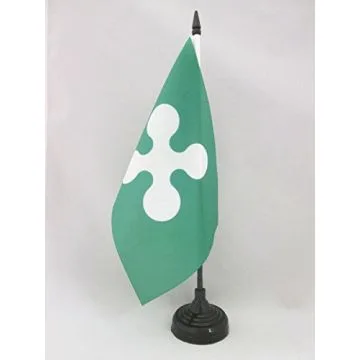 DRAPEAU DE TABLE LOMBARDIE 21x14cm - PETIT DRAPEAUX DE BUREAU LOMBARD - LOMBARDIA - ITALIE 14 x 21 cm