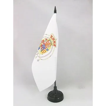 DRAPEAU DE TABLE ROYAUME DES DEUX-SICILES 1816 21x14cm - PETIT DRAPEAUX DE BUREAU ITALIE - SICILE 14 x 21 cm