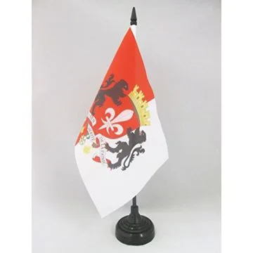 DRAPEAU DE TABLE LILLE AVEC ARMES 21x14cm - PETIT DRAPEAUX DE BUREAU LILLOIS AVEC ARMOIRIES 14 x 21 cm