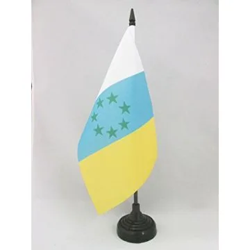 DRAPEAU DE TABLE CANARIES INDÉPENDENTISTE 21x14cm - PETIT DRAPEAUX DE BUREAU NACIONALISTE CANARIEN - CANARIAS 14 x 21 cm