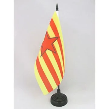 DRAPEAU DE TABLE ARAGON INDÉPENDENTISTE 21x14cm - PETIT DRAPEAUX DE BUREAU NATIONALISTE ARAGONAIS 14 x 21 cm