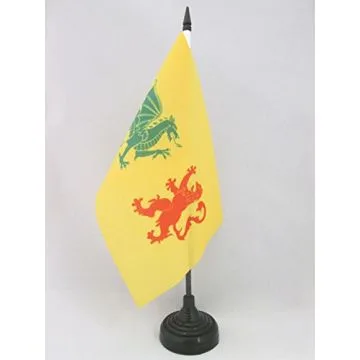 DRAPEAU DE TABLE ROYAUME DE GALICE 410-585 21x14cm - PETIT DRAPEAUX DE BUREAU REINO DE GALICIA - ESPAGNE 14 x 21 cm