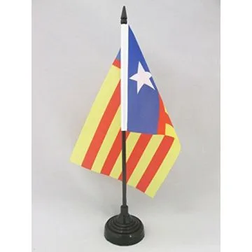 DRAPEAU DE TABLE VALENCE INDÉPENDENTISTE 21x14cm - PETIT DRAPEAUX DE BUREAU SENYERA VALENCIA - COMMUNAUTÉ VALENCIENNE 14 x 21 cm