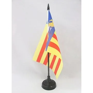 DRAPEAU DE TABLE VALENCE STATUT DE BENICÀSSIM 21x14cm - PETIT DRAPEAUX DE BUREAU SENYERA VALENCIA INDÉPENDENTISTE - COMMUNAUTÉ VALENCIENNE 14 x 21 cm