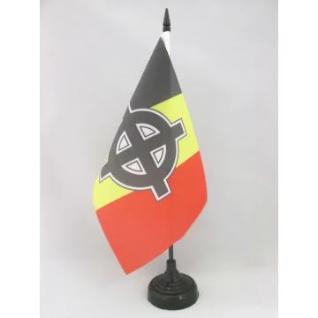 DRAPEAU DE TABLE BELGIQUE CROIX CELTIQUE 21x14cm - PETIT DRAPEAUX DE BUREAU NATIONALISTE BELGE 14 x 21 cm