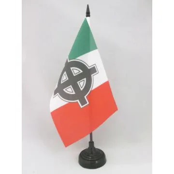 DRAPEAU DE TABLE ITALIE CROIX CELTIQUE 21x14cm - PETIT DRAPEAUX DE BUREAU NATIONALISTE ITALIEN 14 x 21 cm