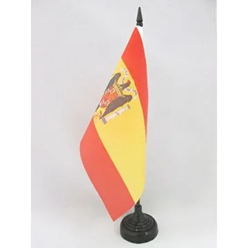 DRAPEAU DE TABLE ESPAGNE FRANCO 1938-1945 21x14cm - PETIT DRAPEAUX DE BUREAU ESPAGNOL FRANQUISTE 14 x 21 cm