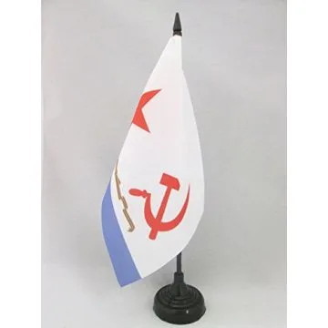 DRAPEAU DE TABLE FORCES MILITAIRES NAVALES URSS 21x14cm - PETIT DRAPEAUX DE BUREAU MARINE COMMUNISTE SOVIÉTIQUE 14 x 21 cm