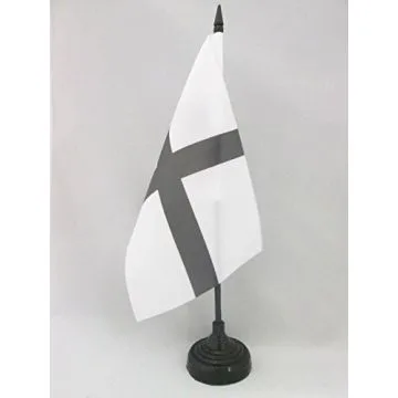 DRAPEAU DE TABLE BRETAGNE KROAZ DU 21x14cm - PETIT DRAPEAUX DE BUREAU BRETON - CROIX BRETONNE 14 x 21 cm