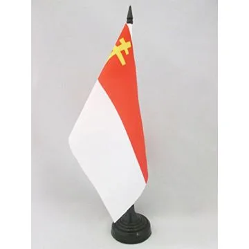 DRAPEAU DE TABLE RÉPUBLIQUE D\'ALSACE LORRAINE 21x14cm - PETIT DRAPEAUX DE BUREAU 1ÈRE GUERRE MONDIALE 1918 14 x 21 cm