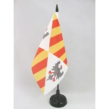 DRAPEAU DE TABLE ROYAUME NORMAND DE SICILE 1130-1815 21x14cm - PETIT DRAPEAUX DE BUREAU ROYAL SICILIEN 14 x 21 cm