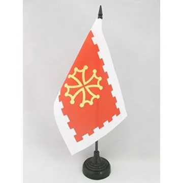 DRAPEAU DE TABLE AUDE 21x14cm - PETIT DRAPEAUX DE BUREAU DÉPARTEMENT FRANÇAIS - LANGUEDOC-ROUSSILLON 14 x 21 cm