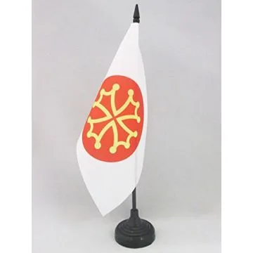 DRAPEAU DE TABLE HÉRAULT 21x14cm - PETIT DRAPEAUX DE BUREAU DÉPARTEMENT FRANÇAIS - LANGUEDOC-ROUSSILLON 14 x 21 cm