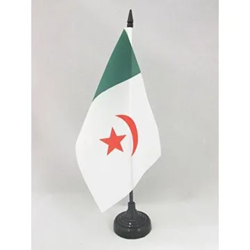 DRAPEAU DE TABLE ALGÉRIE NATIONALISTE 1960 21x14cm - PETIT DRAPEAUX DE BUREAU ALGÉRIEN INDÉPENDENTISTE 14 x 21 cm