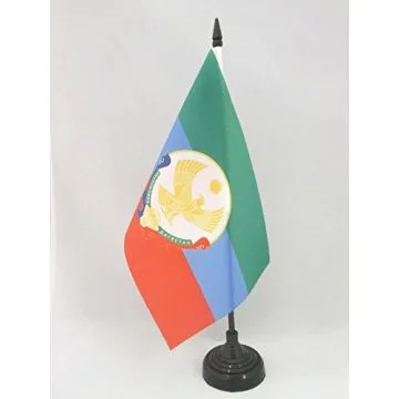 DRAPEAU DE TABLE RÉPUBLIQUE DU DAGUESTAN AVEC ARMES 21x14cm - PETIT DRAPEAUX DE BUREAU DAGHESTAN - DAGESTAN - RUSSIE 14 x 21 cm