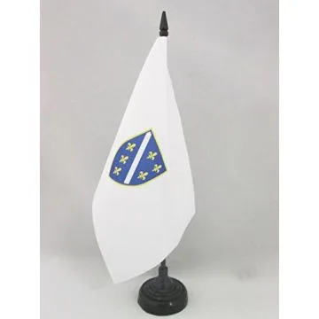 DRAPEAU DE TABLE BOSNIE-HERZÉGOVINE 1992-1998 21x14cm - PETIT DRAPEAUX DE BUREAU BOSNIEN ANCIEN 14 x 21 cm