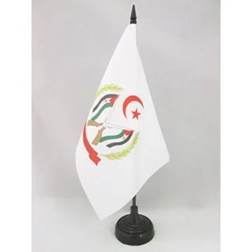DRAPEAU DE TABLE ARMES FRONT POLISARIO SAHARA OCCIDENTAL 21x14cm - PETIT DRAPEAUX DE BUREAU FRENTE POPULAR SAHRAOUI 14 x 21 cm