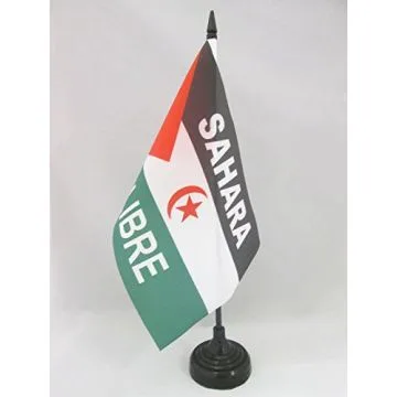 DRAPEAU DE TABLE FRENTE POLISARIO SAHARA OCCIDENTAL 21x14cm - PETIT DRAPEAUX DE BUREAU RASD SAHRAOUI 14 x 21 cm
