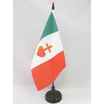 DRAPEAU DE TABLE ITALIE SACRÉ C?UR DE JÉSUS 21x14cm - PETIT DRAPEAUX DE BUREAU ITALIEN CATHOLIQUE 14 x 21 cm