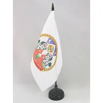 DRAPEAU DE TABLE EMBLÈME DU TIBET 21x14cm - PETIT DRAPEAUX DE BUREAU TIBÉTAIN - LION DES NEIGES 14 x 21 cm