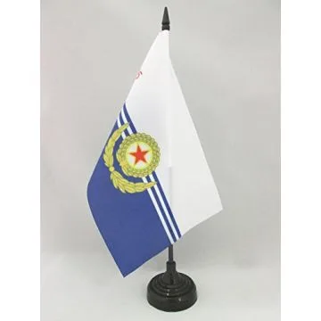 DRAPEAU DE TABLE MARINE POPULAIRE DE CORÉE DU NORD 21x14cm - PETIT DRAPEAUX DE BUREAU ARMÉE NORD CORÉENNE 14 x 21 cm