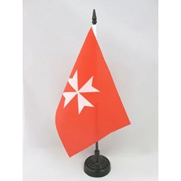 DRAPEAU DE TABLE ACTIVITÉS DE L?ORDRE DE MALTE 21x14cm - PETIT DRAPEAUX DE BUREAU SAINT-JEAN DE JÉRUSALEM 14 x 21 cm