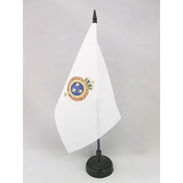 DRAPEAU DE TABLE ROYAUME DE FRANCE RESTAURATION BOURBONIENNE 21x14cm - PETIT DRAPEAUX DE BUREAU MONARCHIE FRANÇAISE 1814-1830 14 x 21 cm