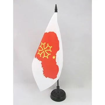 DRAPEAU DE TABLE OCCITANIE CARTE 21x14cm - PETIT DRAPEAUX DE BUREAU OCCITAN - FRANCE 14 x 21 cm