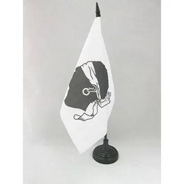 DRAPEAU DE TABLE CORSE ANCIEN AVANT 1755 21x14cm - PETIT DRAPEAUX DE BUREAU CORSICA HISTORIQUE 14 x 21 cm