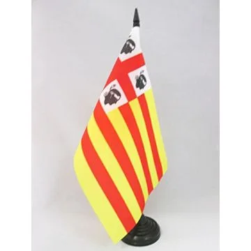 DRAPEAU DE TABLE SARDAIGNE ARAGONAISE 21x14cm - PETIT DRAPEAUX DE BUREAU SARDE SOUS ROYAUME D\'ARAGON 14 x 21 cm