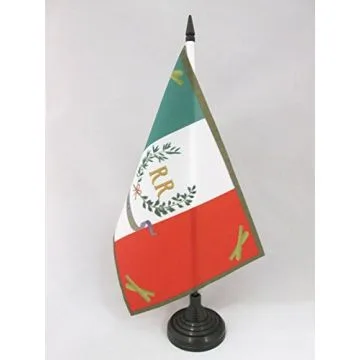 DRAPEAU DE TABLE MILITAIRE DE LA RÉPUBLIQUE ROMAINE 21x14cm - PETIT DRAPEAUX DE BUREAU RÉVOLUTIONS ITALIE DE 1848 14 x 21 cm